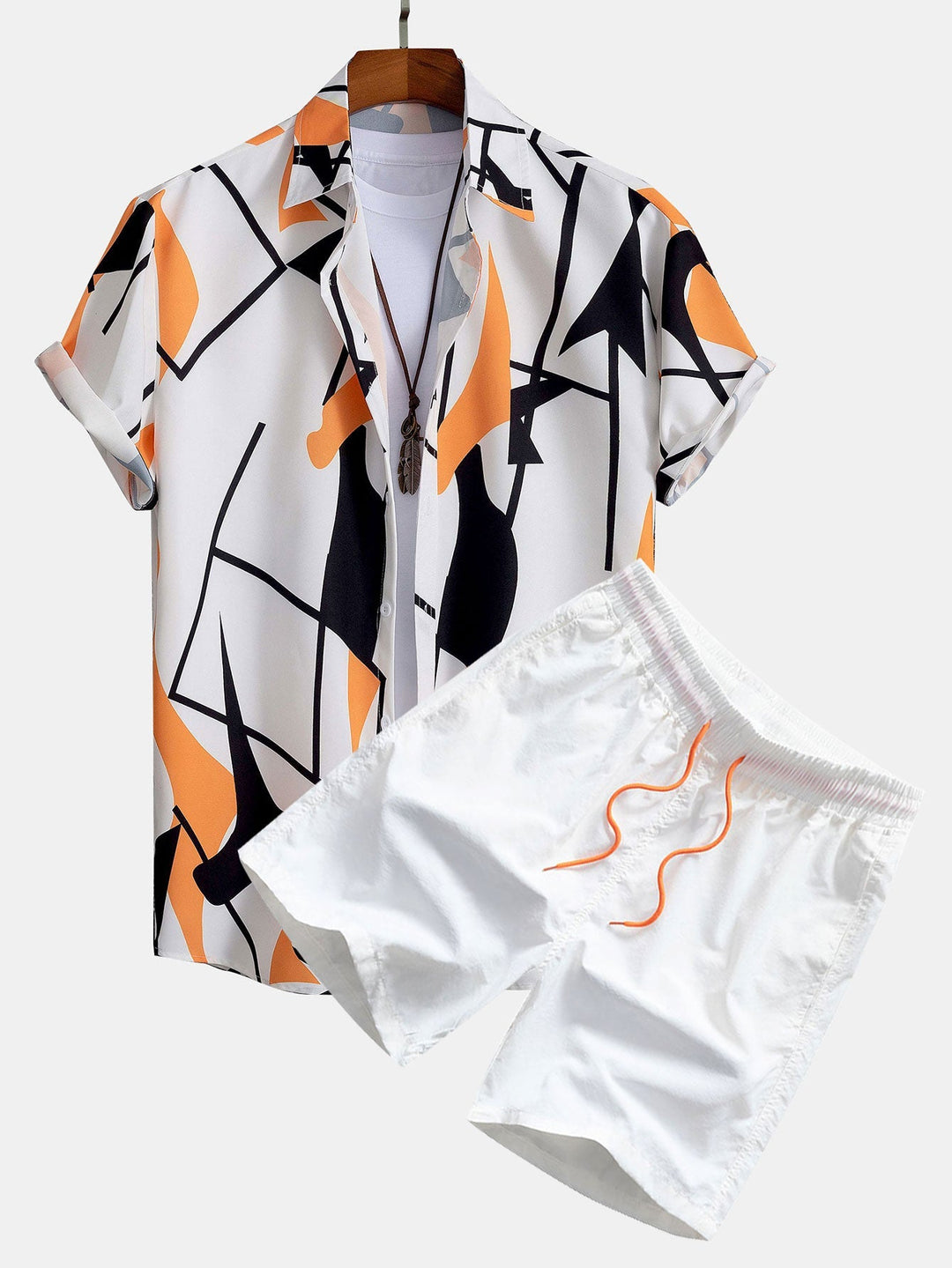 Colorblock Hemd Badeshorts Set Abstrakt von Heidi München – Ansicht 2
