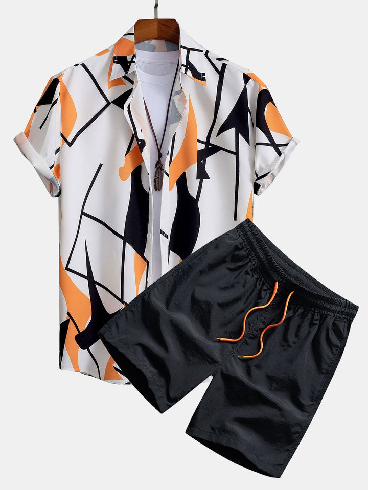 Colorblock Hemd Badeshorts Set Abstrakt von Heidi München – Ansicht 1