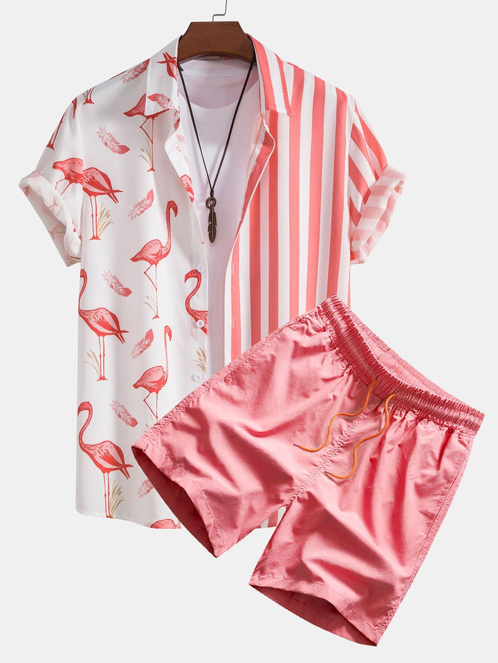 Flamingo Streifen Hemd Badeshorts Set von Heidi München – Ansicht 4