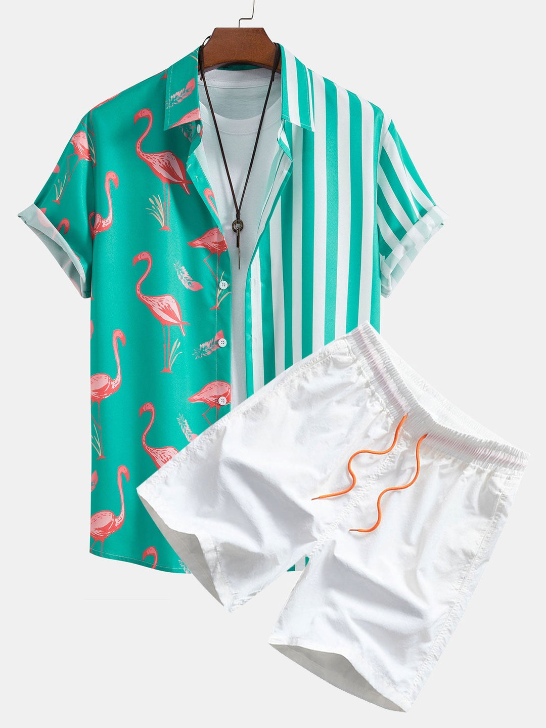 Flamingo Streifen Hemd Badeshorts Set von Heidi München – Ansicht 2