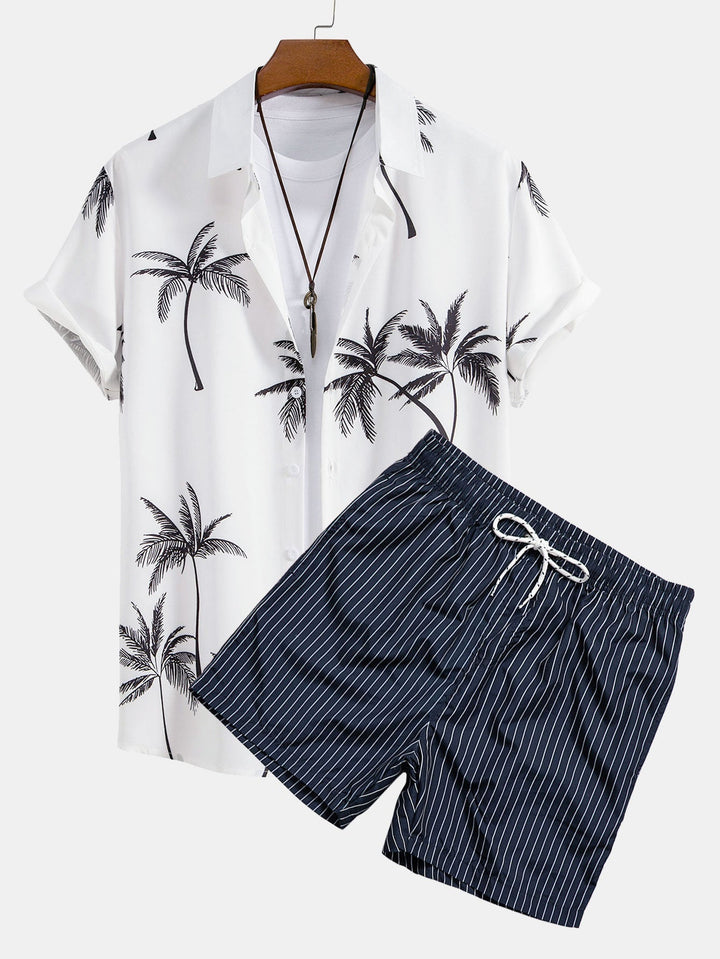 Palmen Hemd Gestreifte Badeshorts Set von Heidi München – Ansicht 1