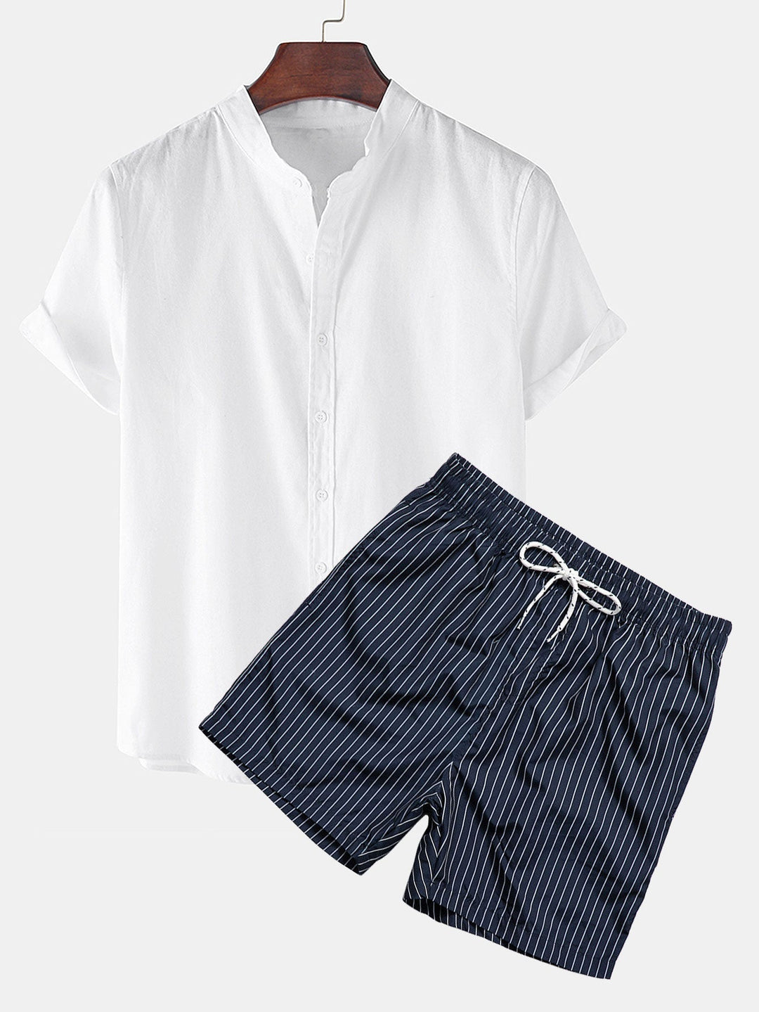 Leinenlook Hemd Gestreifte Badeshorts von Heidi München – Ansicht 1