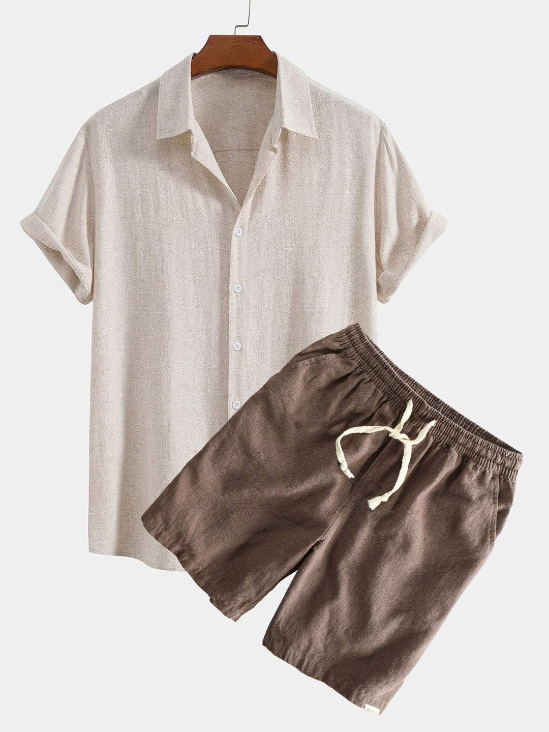 Leinen Viskose Hemd Shorts Set Herren von Heidi München – Ansicht 1