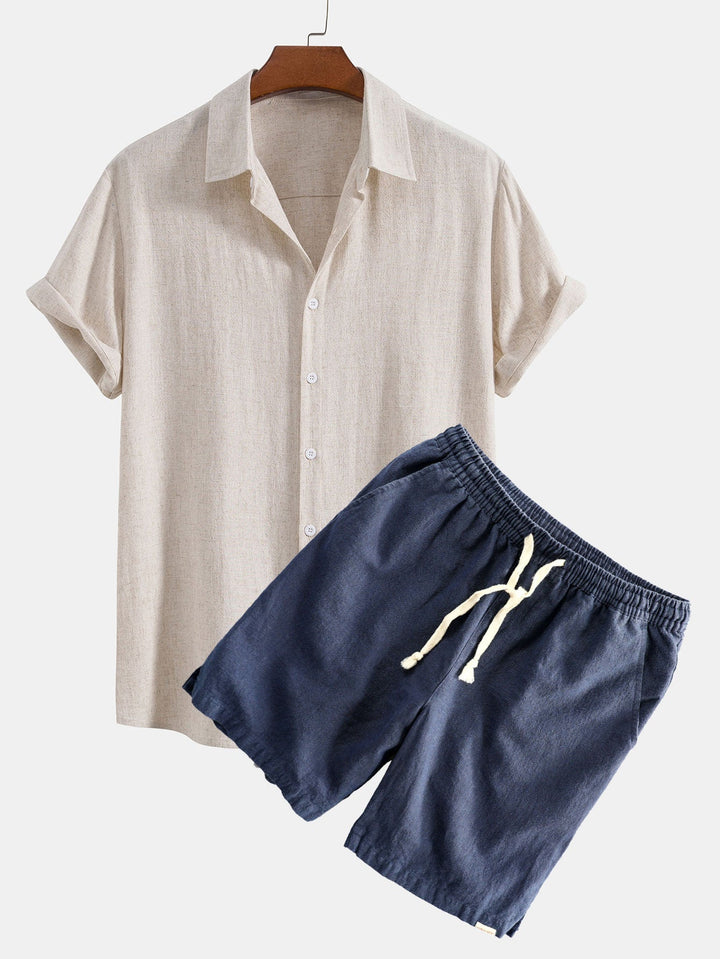 Leinen Viskose Hemd Shorts Set Herren von Heidi München – Ansicht 3