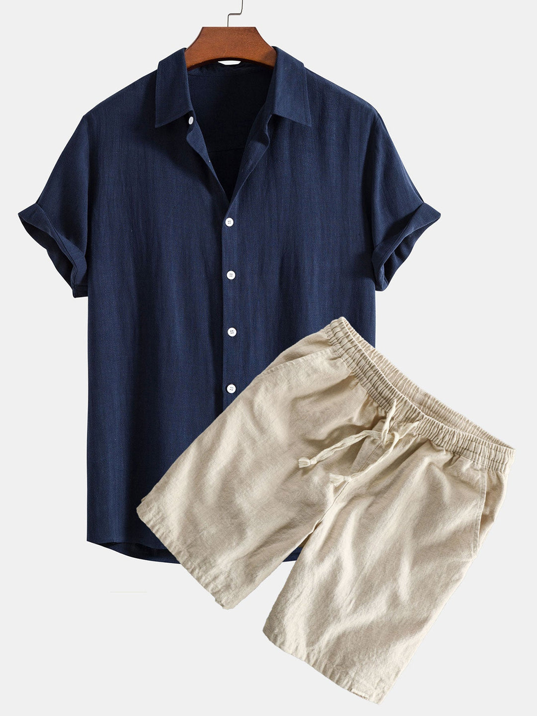 Leinen Viskose Hemd Shorts Set Herren von Heidi München – Ansicht 2