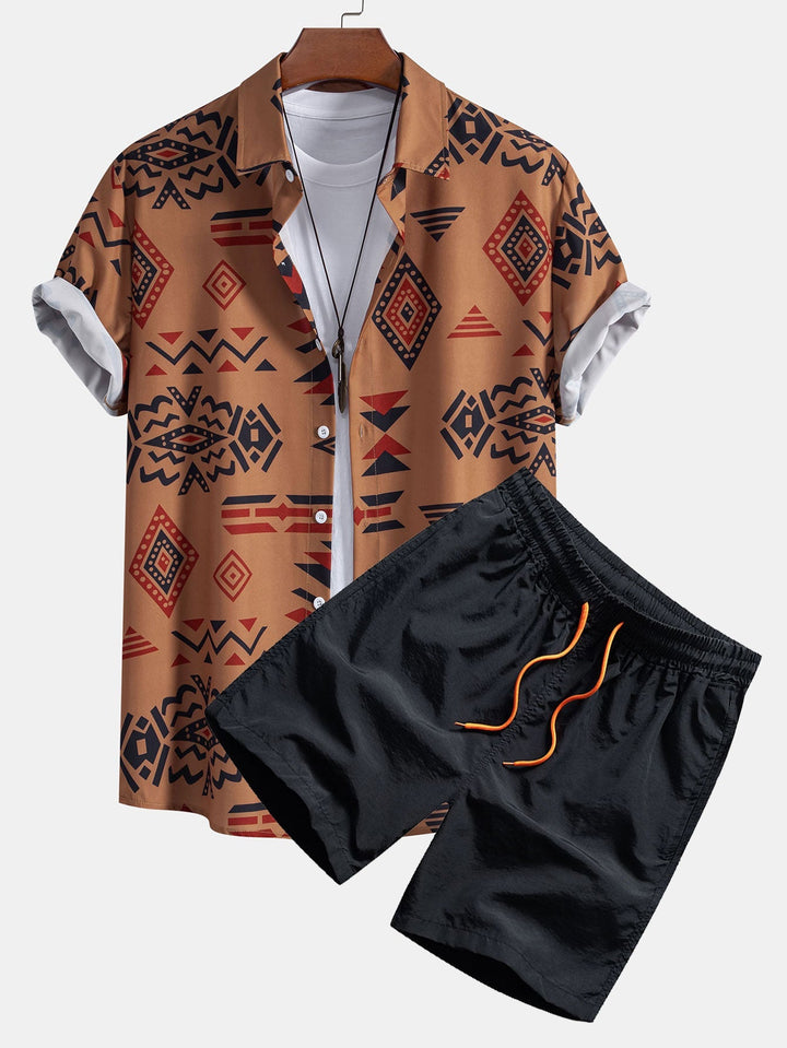 Hemd Badeshorts Set Aztekenmuster von Heidi München – Ansicht 2