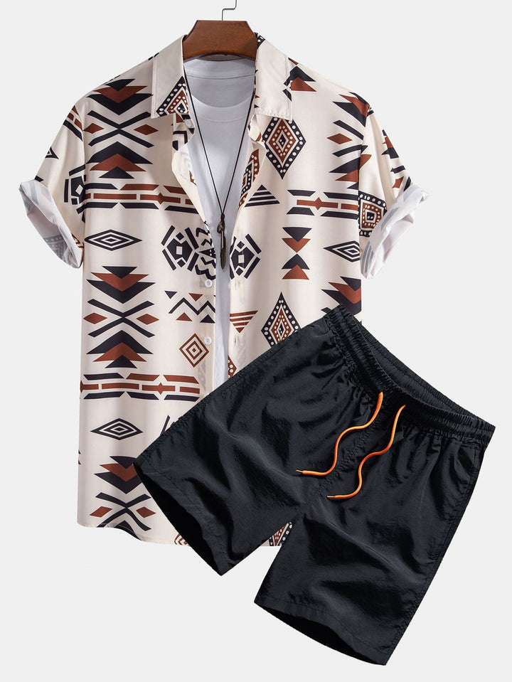Hemd Badeshorts Set Aztekenmuster von Heidi München – Ansicht 1