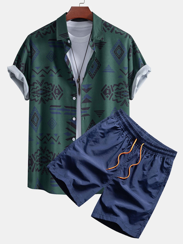 Hemd Badeshorts Set Aztekenmuster von Heidi München – Ansicht 3