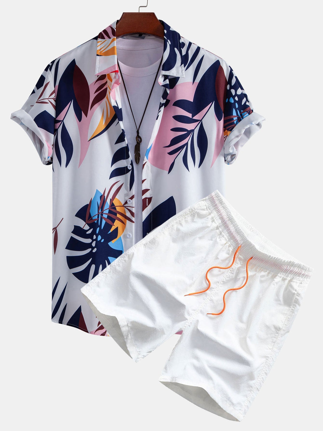 Blätter Print Hemd Badeshorts Set von Heidi München – Ansicht 1