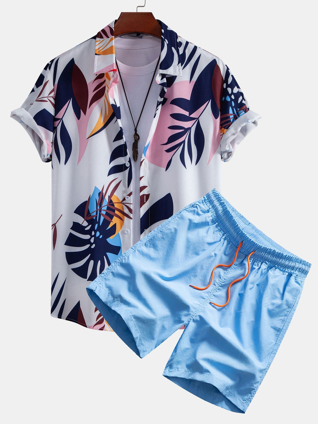 Blätter Print Hemd Badeshorts Set von Heidi München – Ansicht 4
