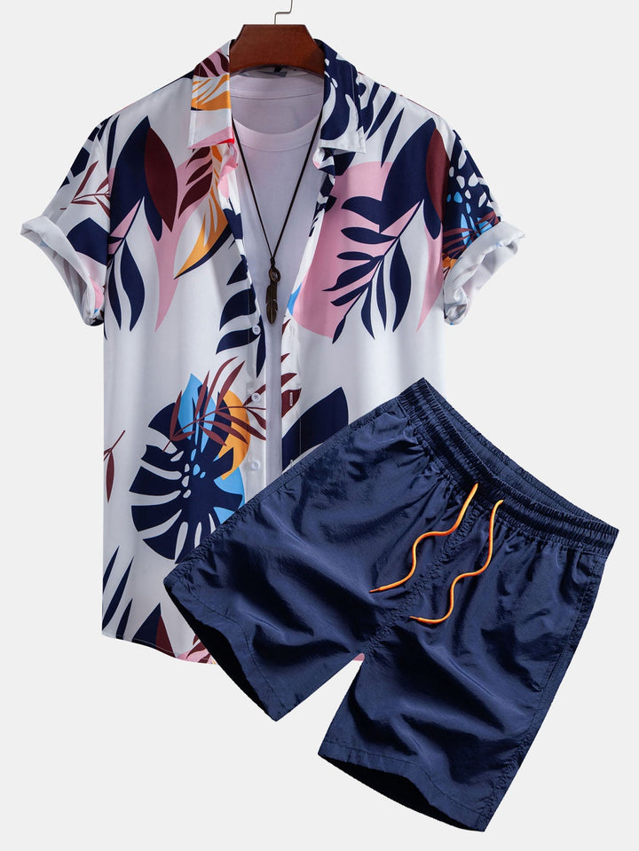 Blätter Print Hemd Badeshorts Set von Heidi München – Ansicht 2