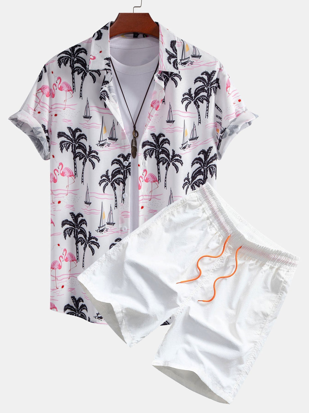 Palmen Flamingo Hemd Badeshorts Set von Heidi München – Ansicht 3
