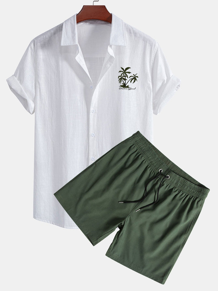 Hawaii Palmen Baumwollhemd Shorts Set von Heidi München – Ansicht 2