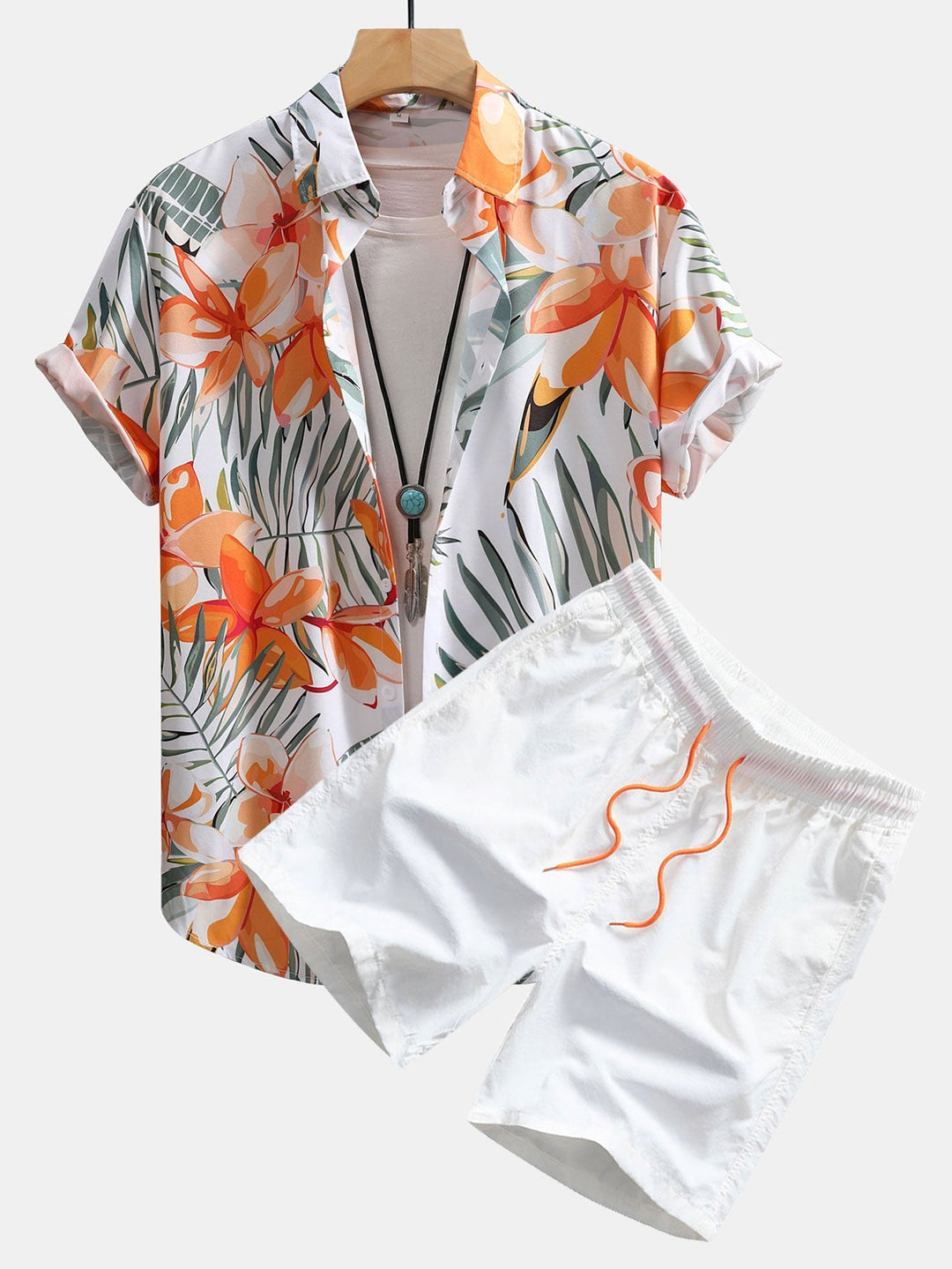 Pflanzenmuster Hemd Badeshorts Set von Heidi München – Ansicht 3