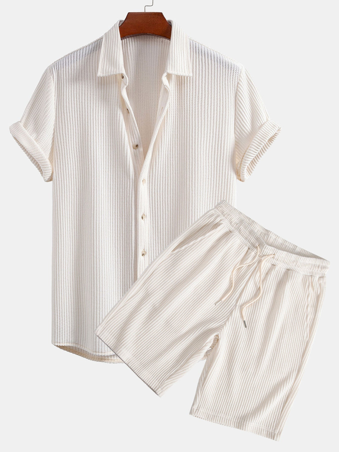 Waffel Hemd Shorts Set Herren von Heidi München – Ansicht 2