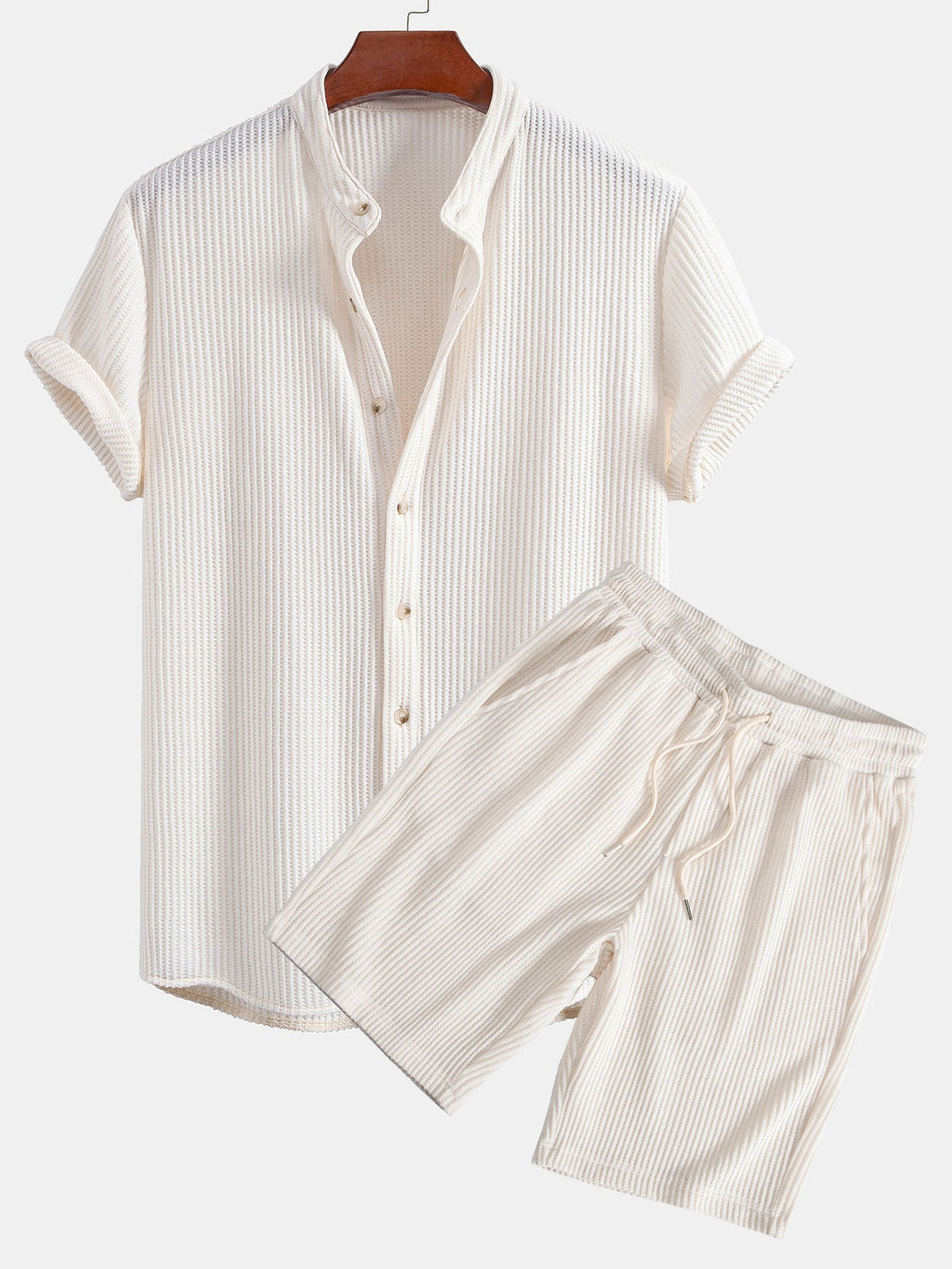 Waffel Stehkragen Hemd Shorts Set von Heidi München – Ansicht 2
