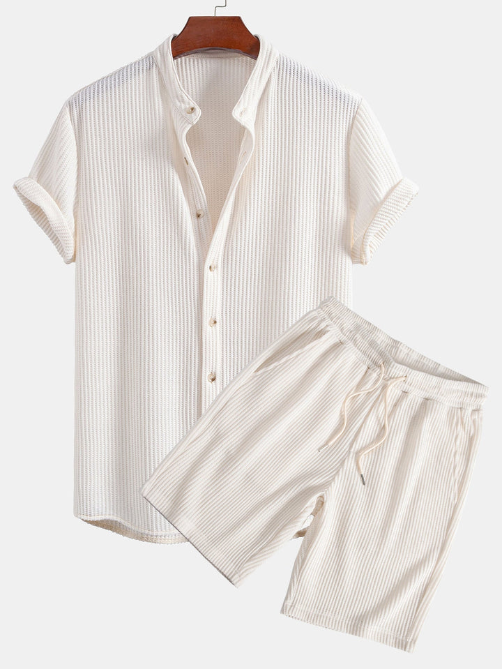 Waffel Stehkragen Hemd Shorts Set von Heidi München – Ansicht 2