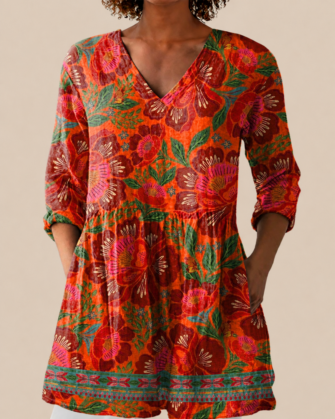 Kaia lange Damenbluse mit Muster