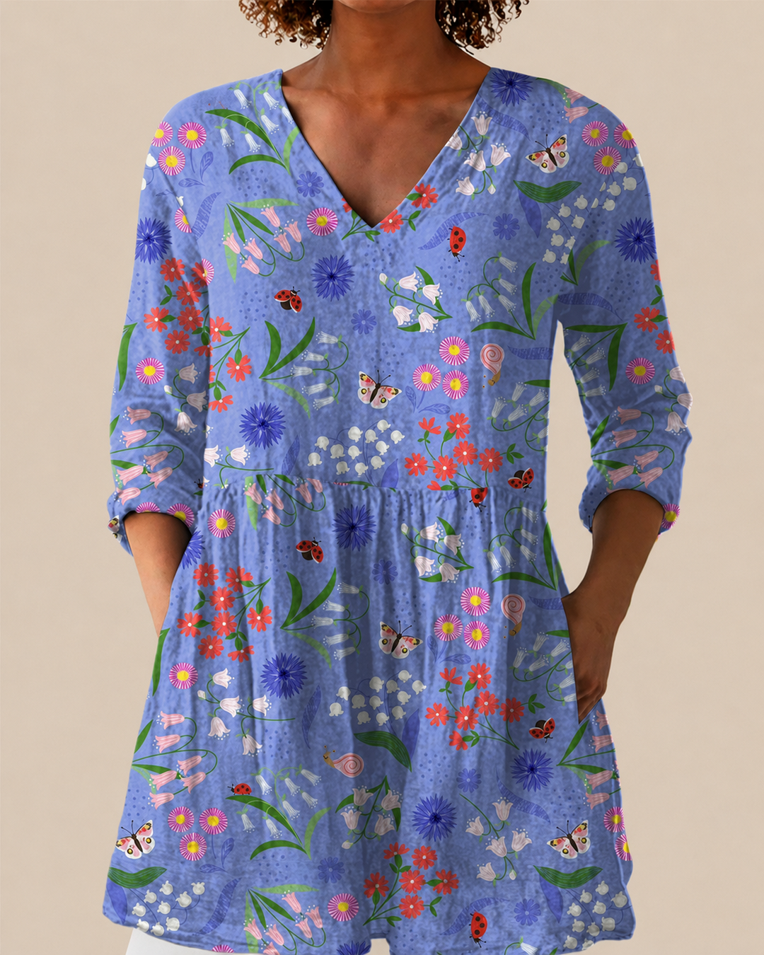 Amelie lange Damenbluse mit Muster
