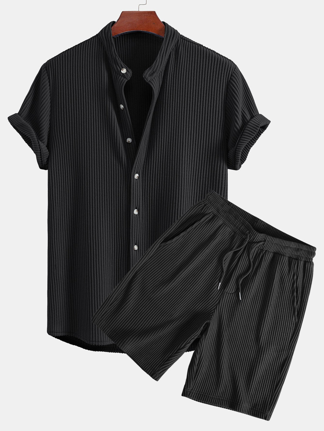 Waffel Stehkragen Hemd Shorts Set von Heidi München – Ansicht 3
