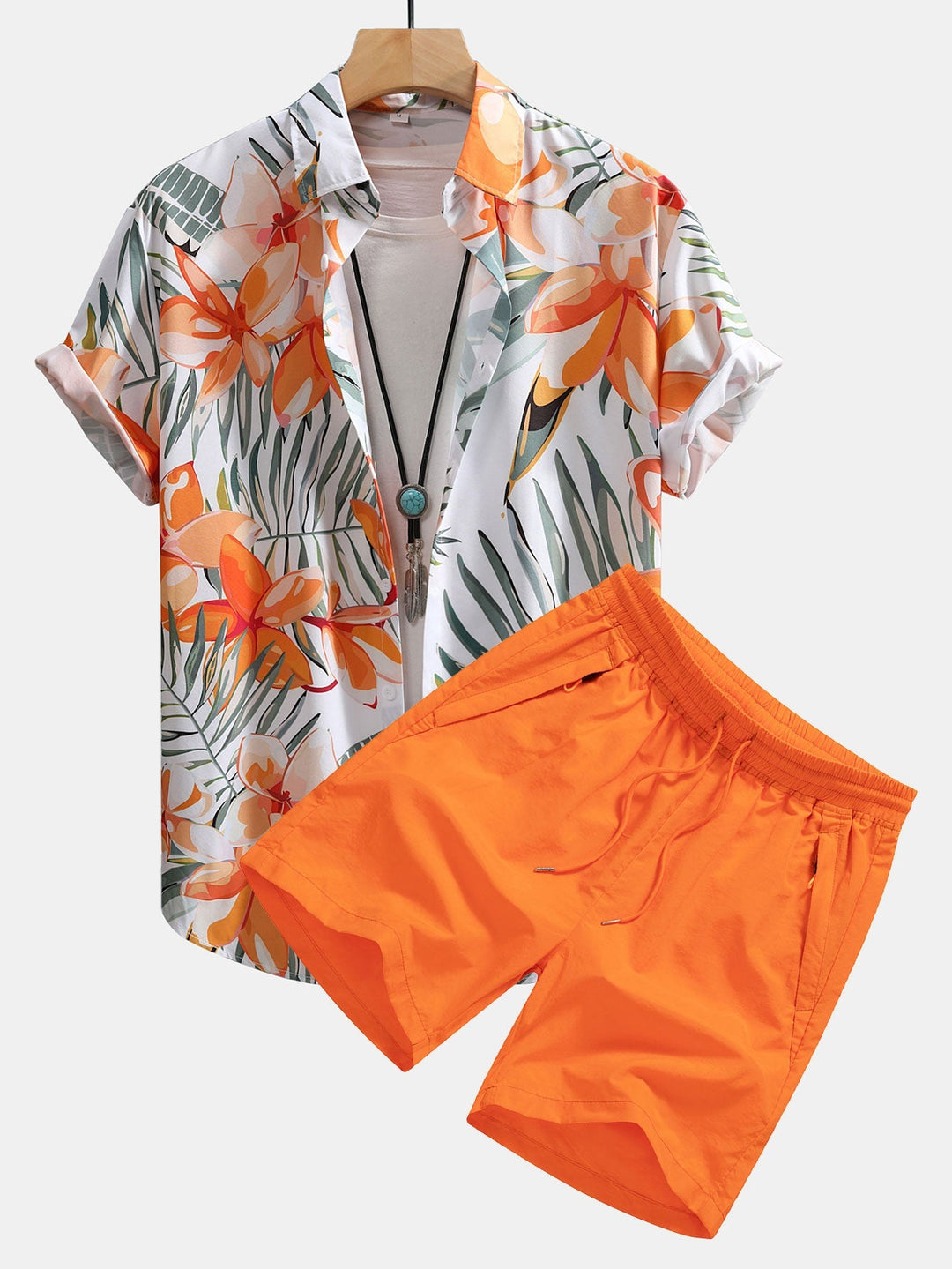 Pflanzenmuster Hemd Badeshorts Set von Heidi München – Ansicht 1
