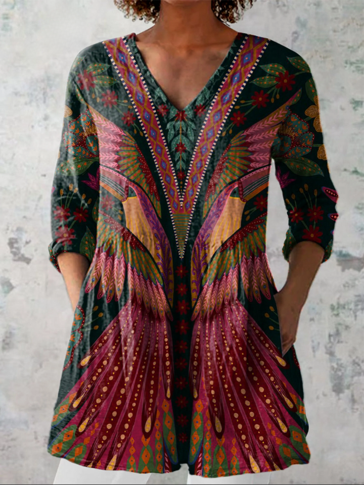 Mila lange Damenbluse mit Muster