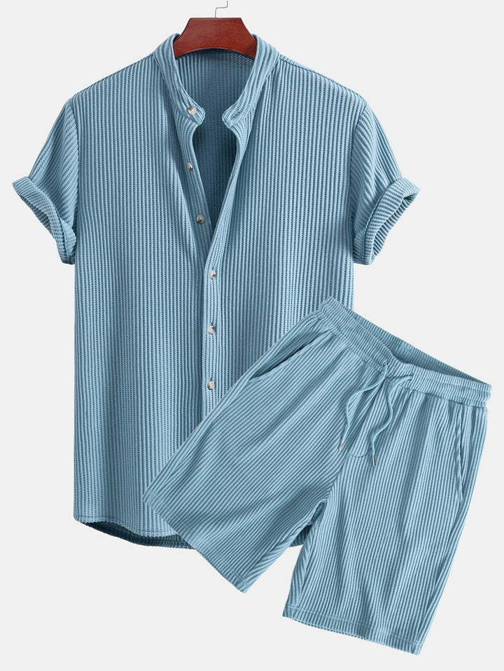 Waffel Stehkragen Hemd Shorts Set von Heidi München – Ansicht 1
