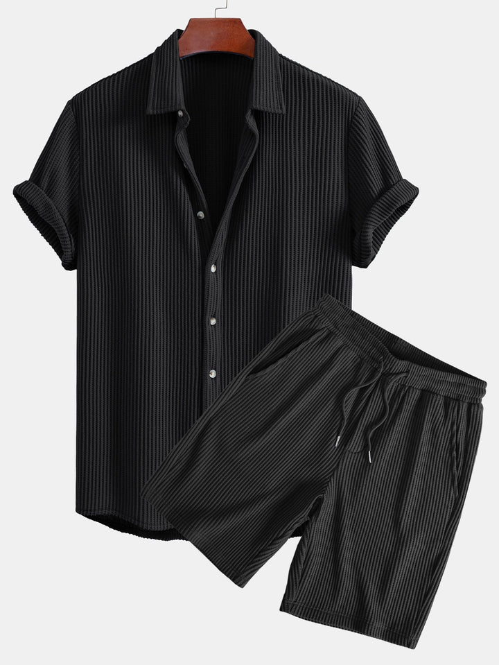 Waffel Hemd Shorts Set Herren von Heidi München – Ansicht 5