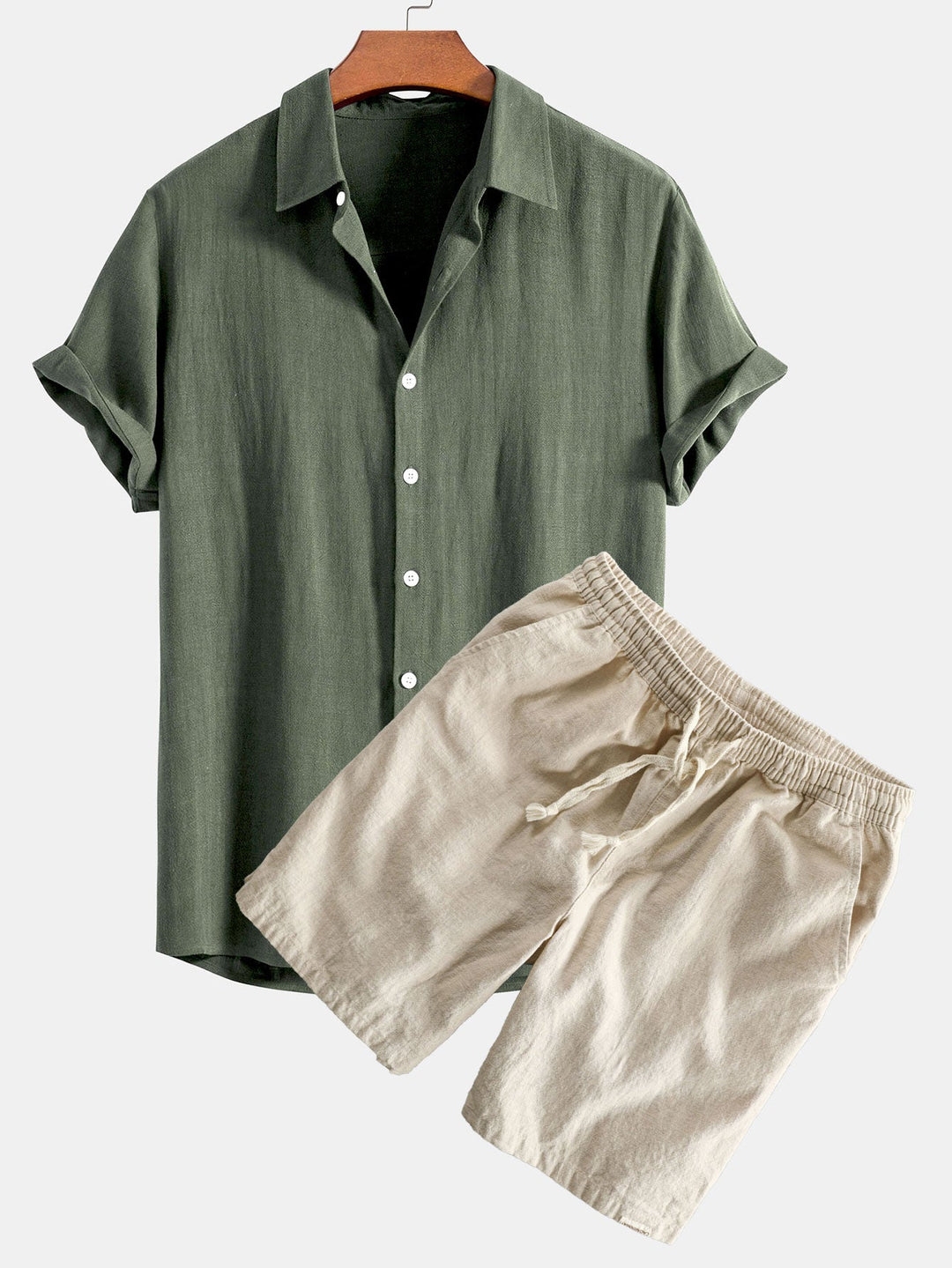 Leinen Viskose Hemd Shorts Set Herren von Heidi München – Ansicht 18