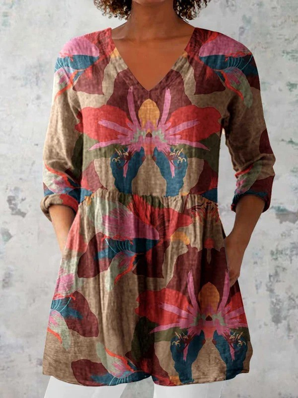Alina lange Damenbluse mit Muster