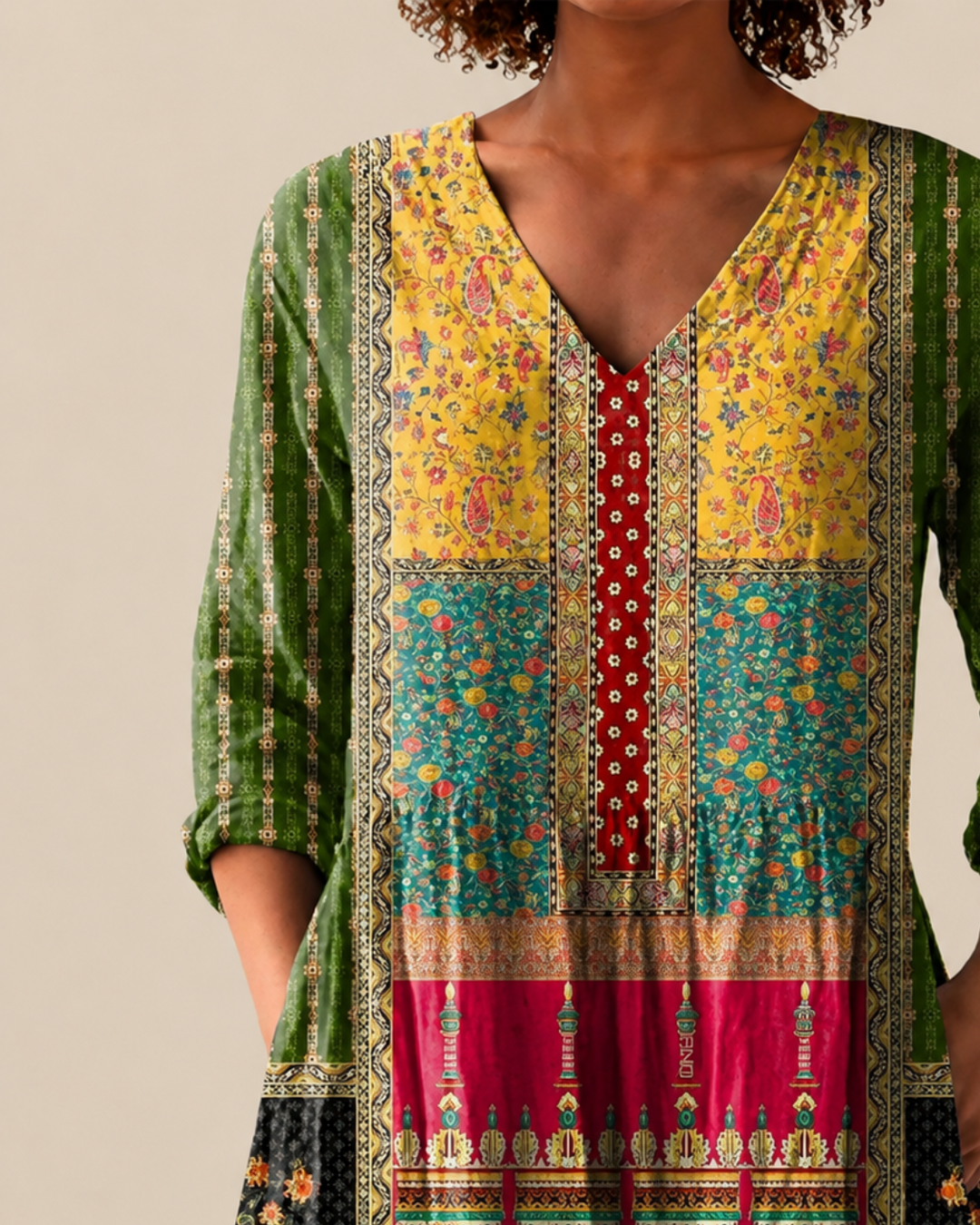 Nyla lange Damenbluse mit Muster