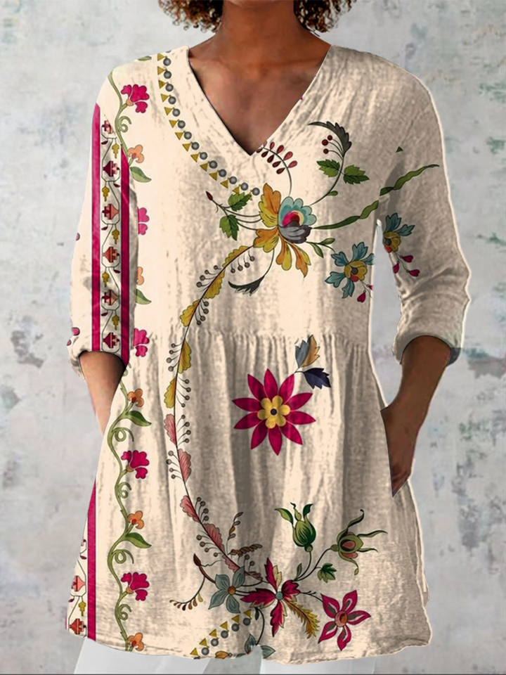 Aria lange Damenbluse mit Muster