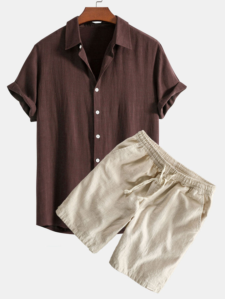 Leinen Viskose Hemd Shorts Set Herren von Heidi München – Ansicht 6