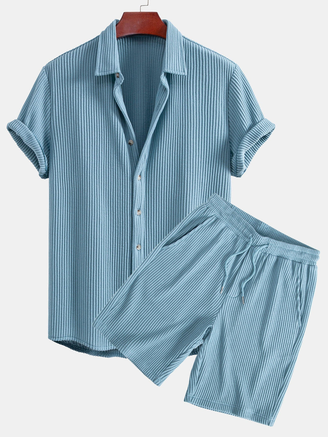 Waffel Hemd Shorts Set Herren von Heidi München – Ansicht 4