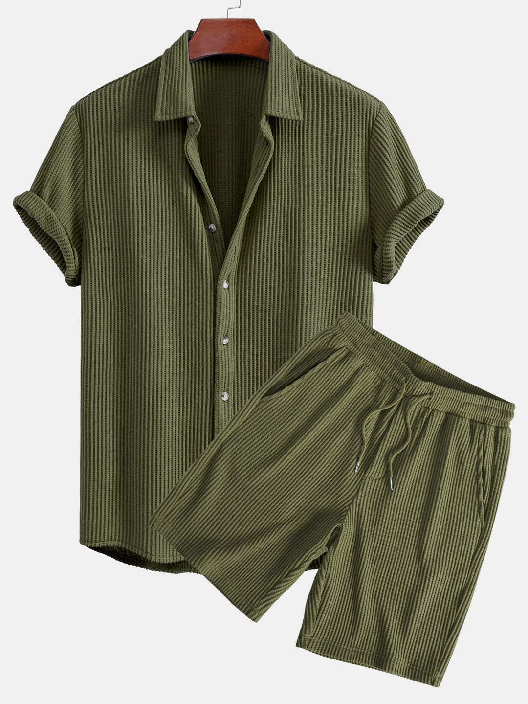 Waffel Hemd Shorts Set Herren von Heidi München – Ansicht 3