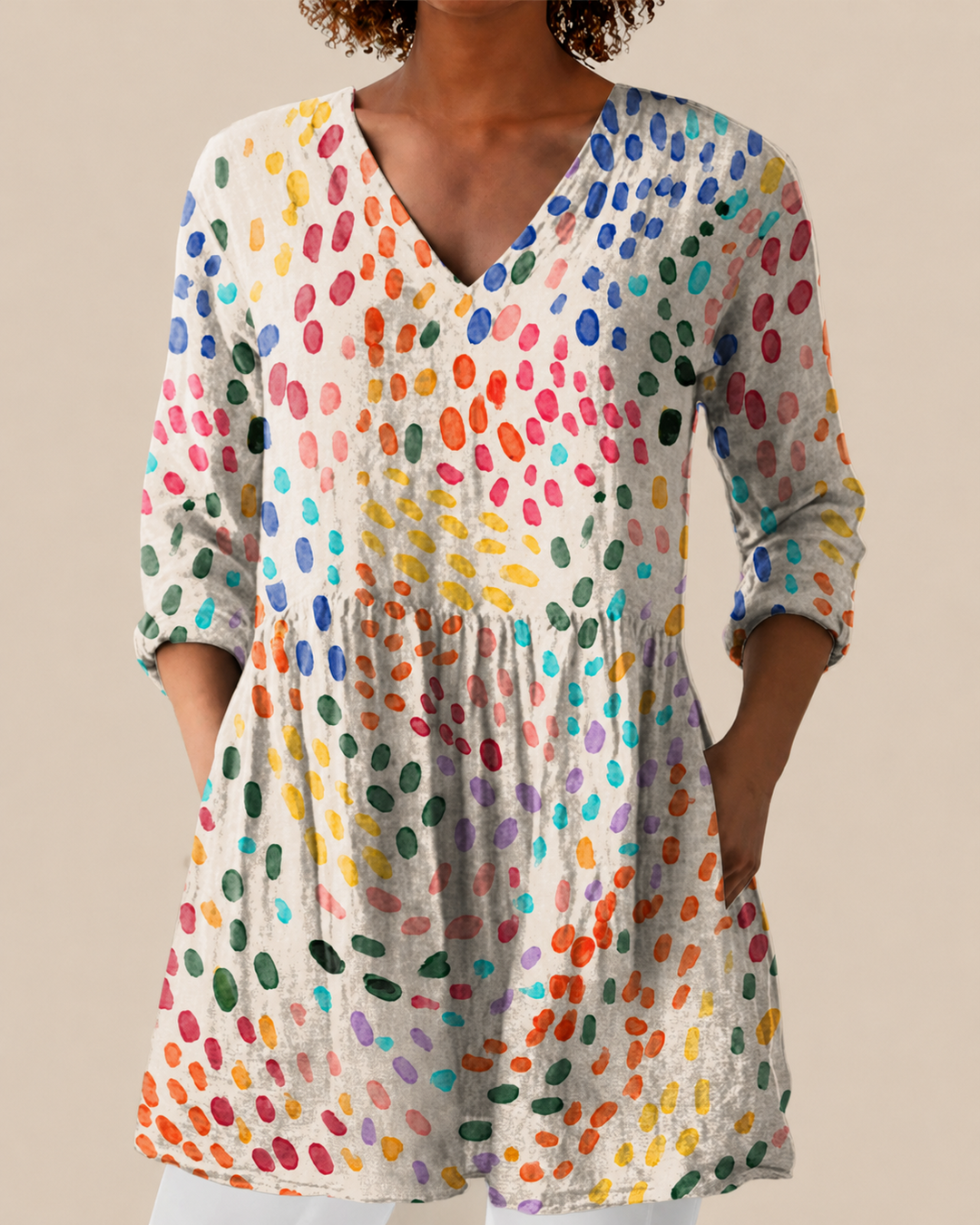 Noelle lange Damenbluse mit Muster