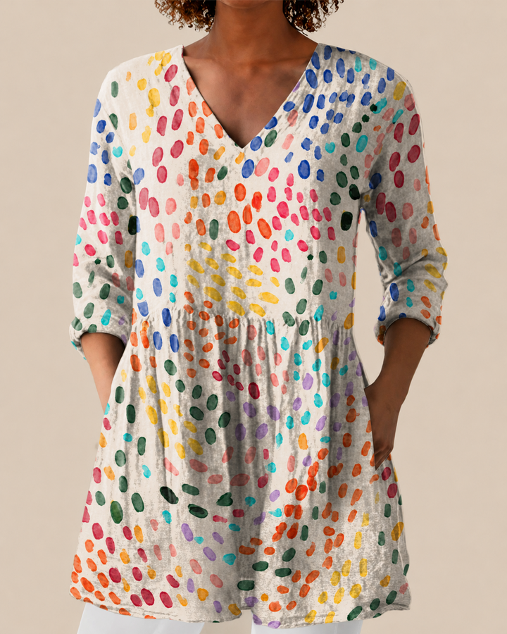 Noelle lange Damenbluse mit Muster
