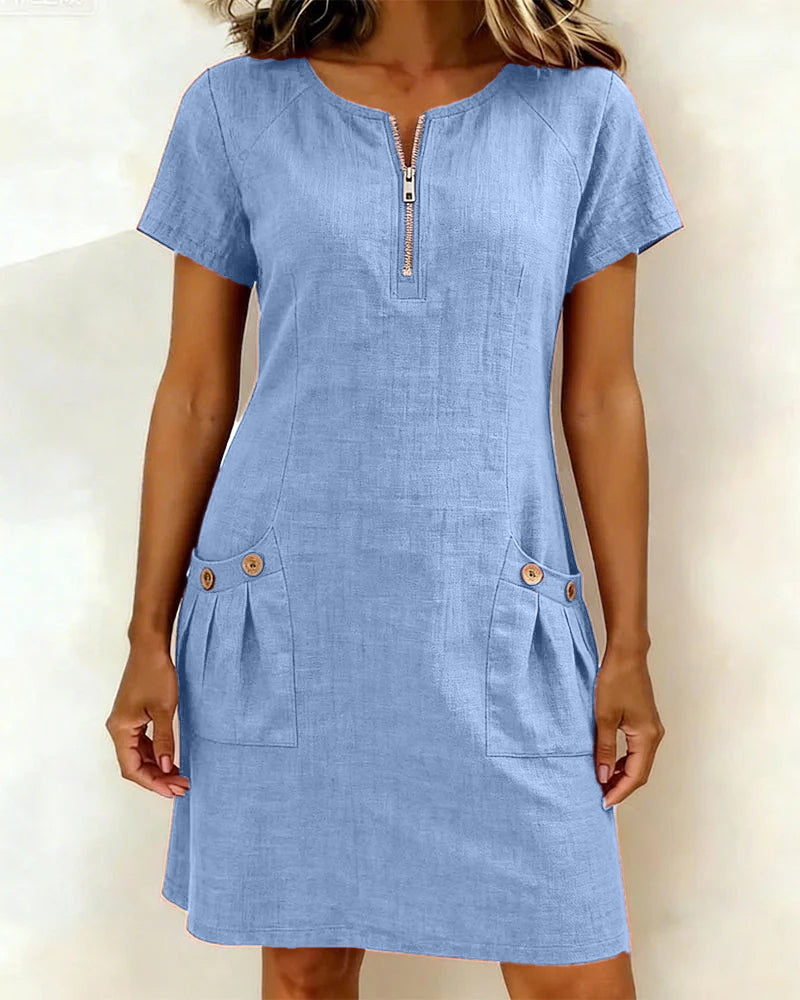 Baumwoll Leinenkleid Damen A-Linie von Heidi München – Ansicht 1