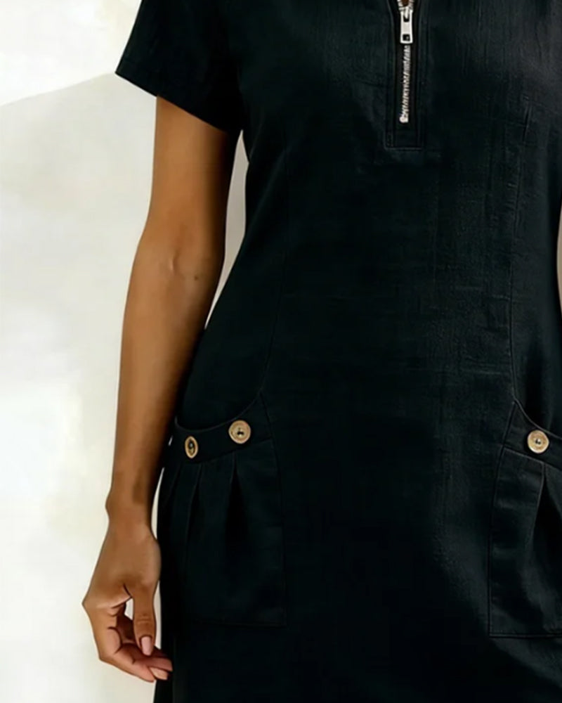 Baumwoll Leinenkleid Damen A-Linie von Heidi München – Ansicht 13
