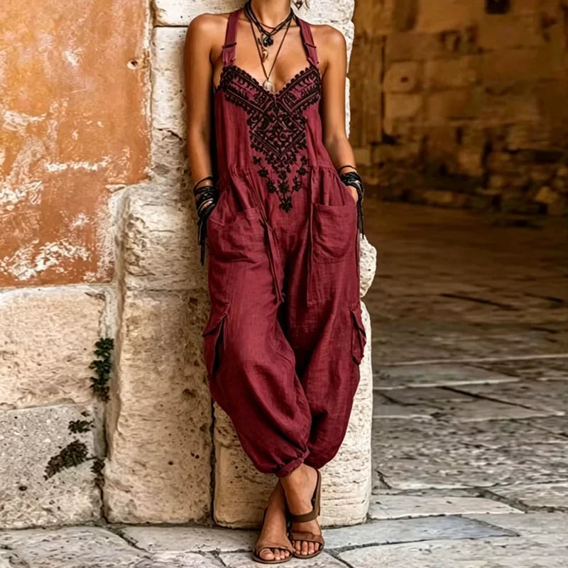 Boho Jumpsuit Damen mit Stickerei von Heidi München – Ansicht 3