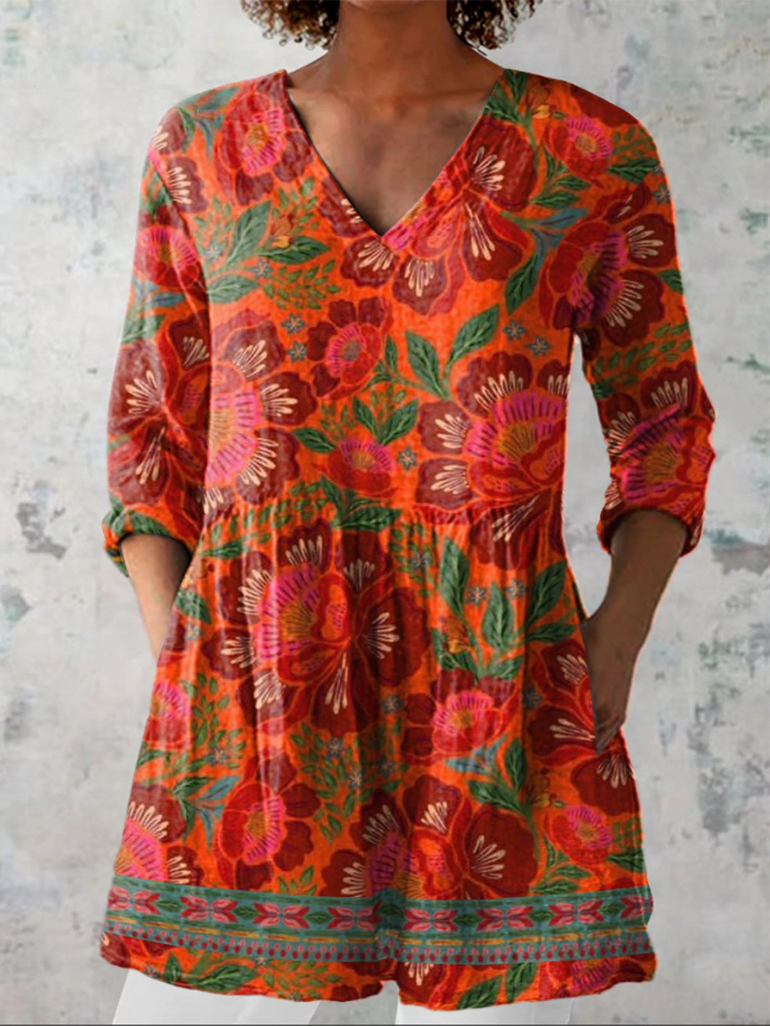 Kaia lange Damenbluse mit Muster