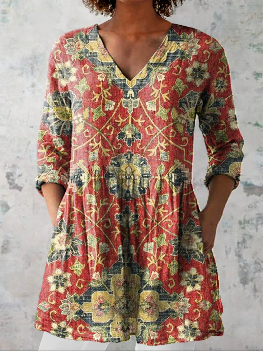 Wren lange Damenbluse mit Muster