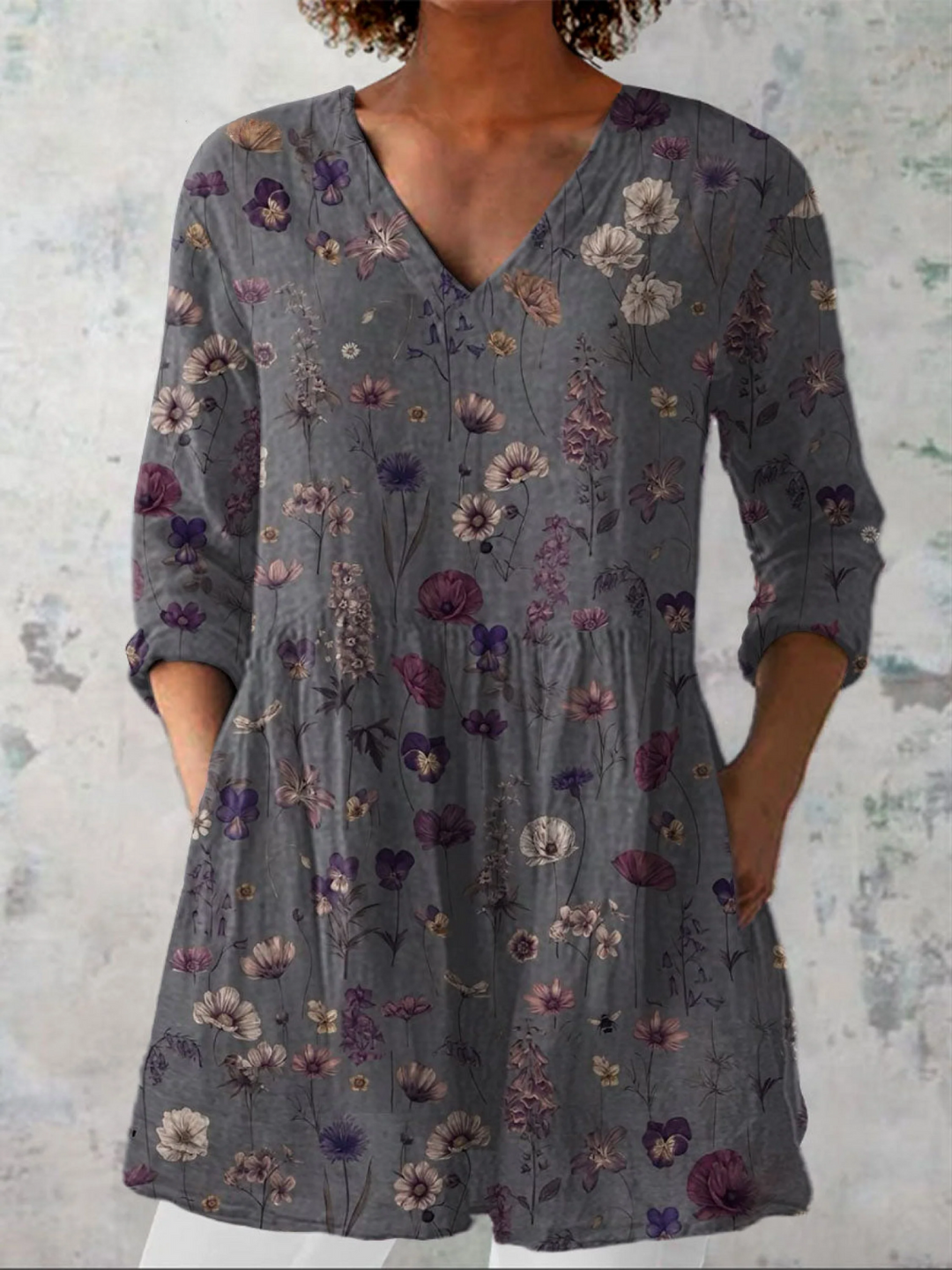Kira lange Damenbluse mit Muster