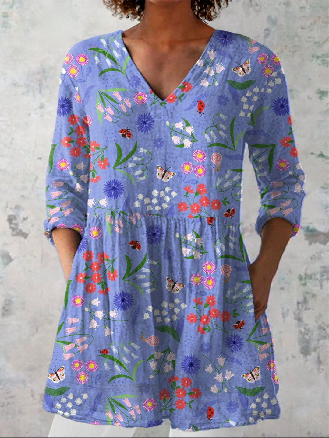 Amelie lange Damenbluse mit Muster