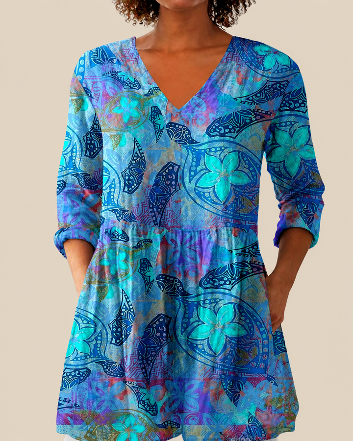 Riley lange Damenbluse mit Muster