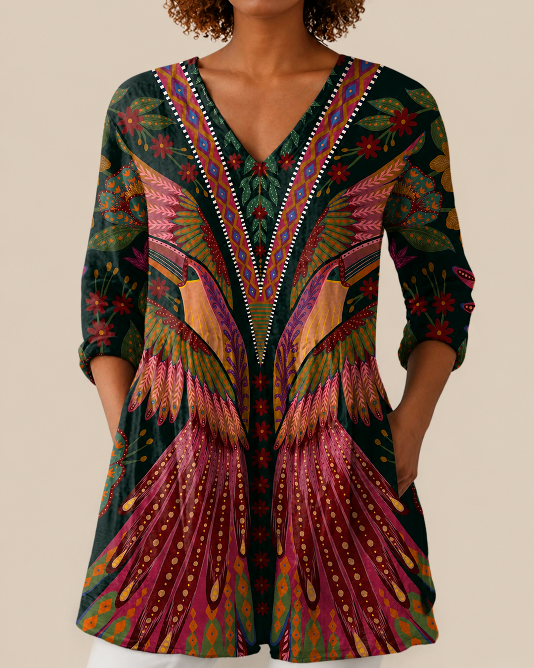 Mila lange Damenbluse mit Muster