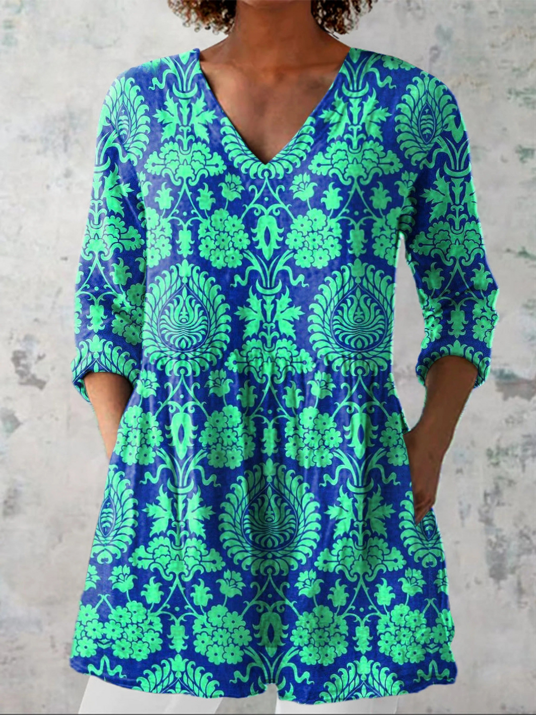 Romy lange Damenbluse mit Muster