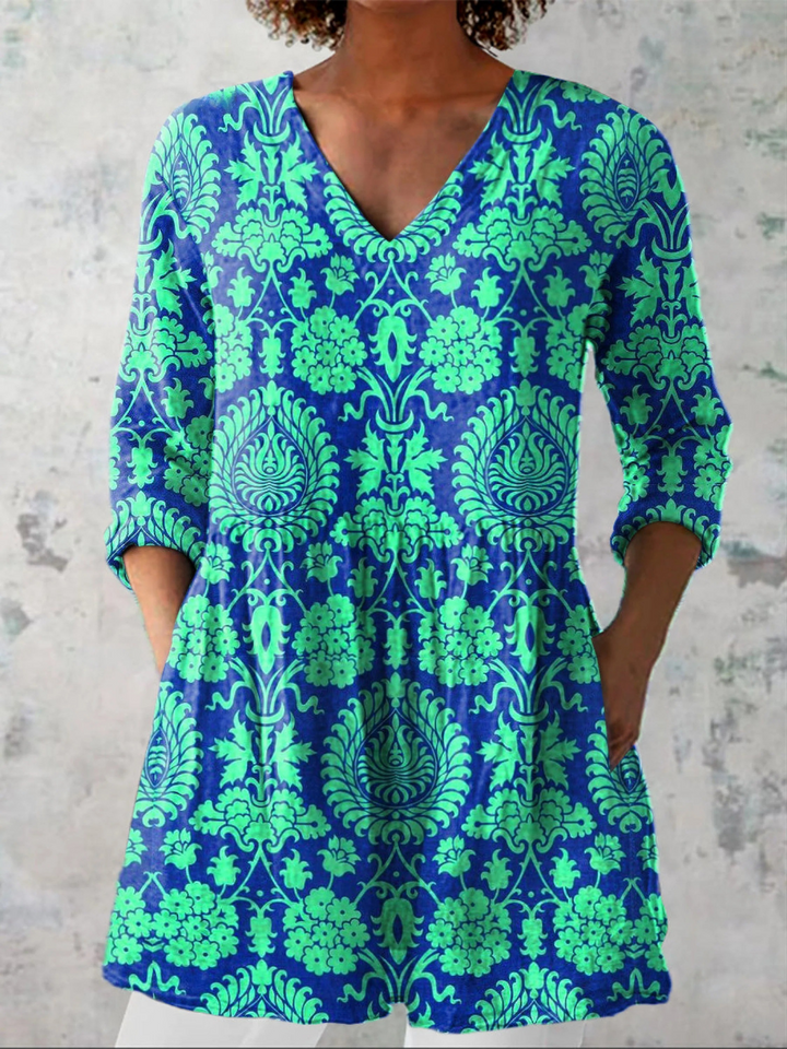 Romy lange Damenbluse mit Muster