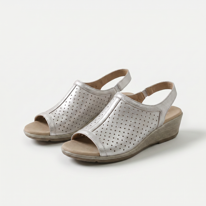Keilsandalen Damen Metallic Platin von Heidi München – Ansicht 1