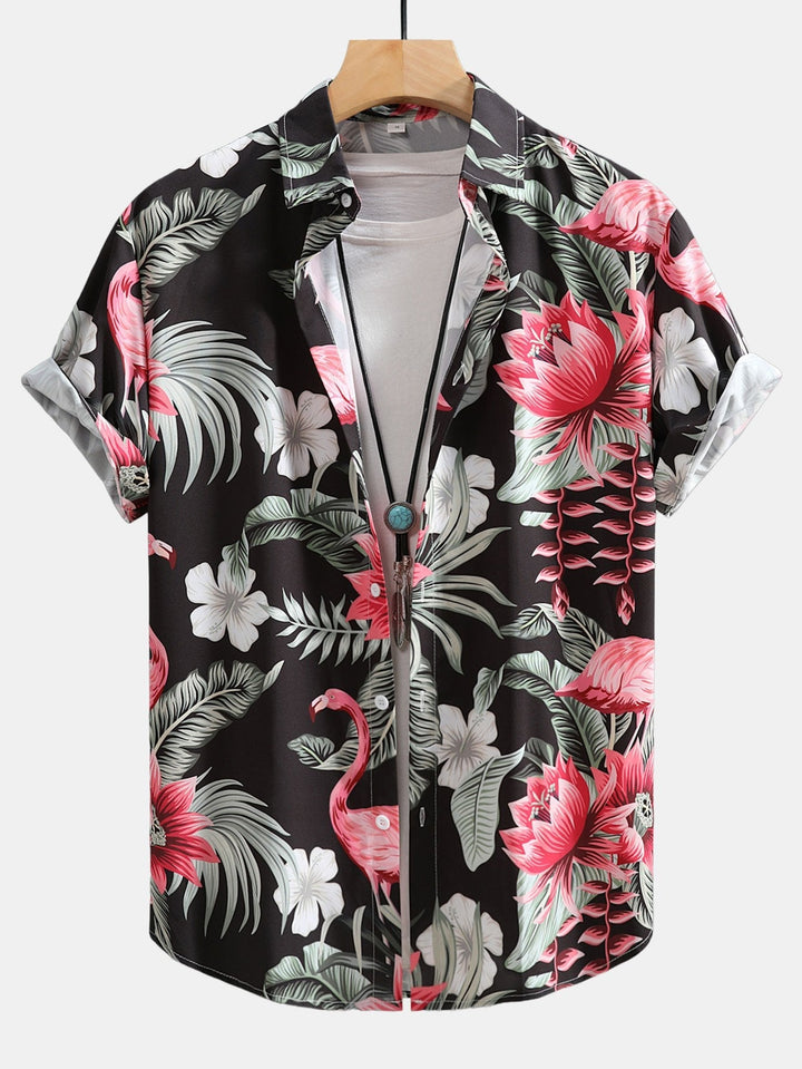 Flamingo Blumen Hemd Badeshorts Set von Heidi München – Ansicht 4